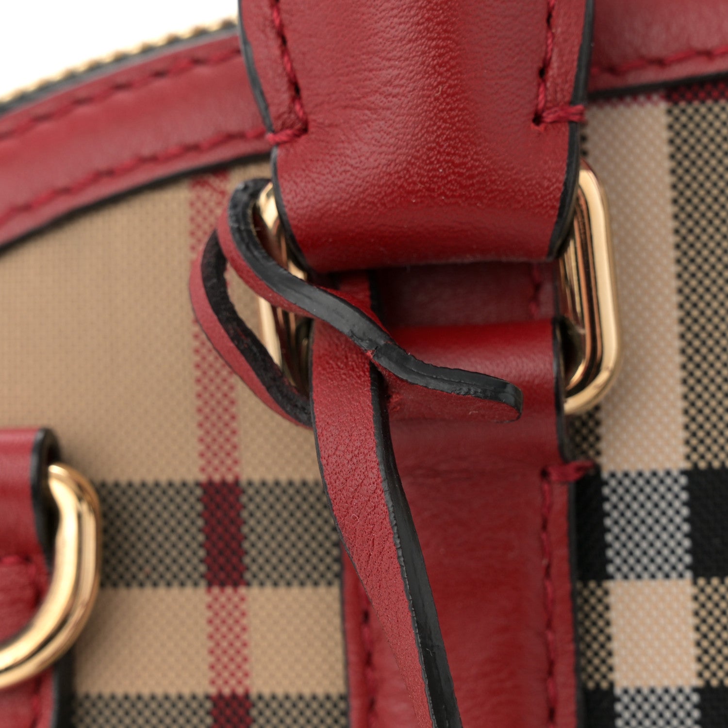 Burberry Horseferry Check Small Orchard Bowling Bag Honey Parade Red 18 of 19
