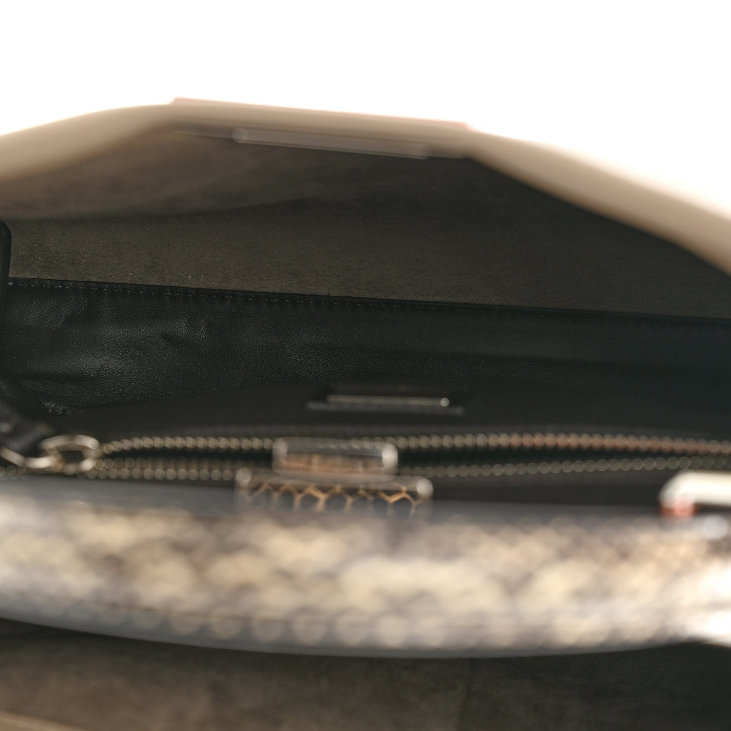 Fendi Vitello Seta Shiny Nappa Elaphe Medium Peekaboo Iconic Satchel Tortora Natural Ebano 5 of 9