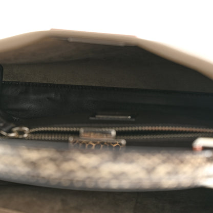 Fendi Vitello Seta Shiny Nappa Elaphe Medium Peekaboo Iconic Satchel Tortora Natural Ebano 5 of 9