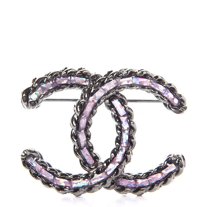 Chanel Ruthenium Enamel CC Brooch Iridescent Blue 1 of 5