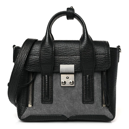 3.1 Phillip Lim Textured Calfskin Denim Mini Pashli Satchel Black 1 of 10