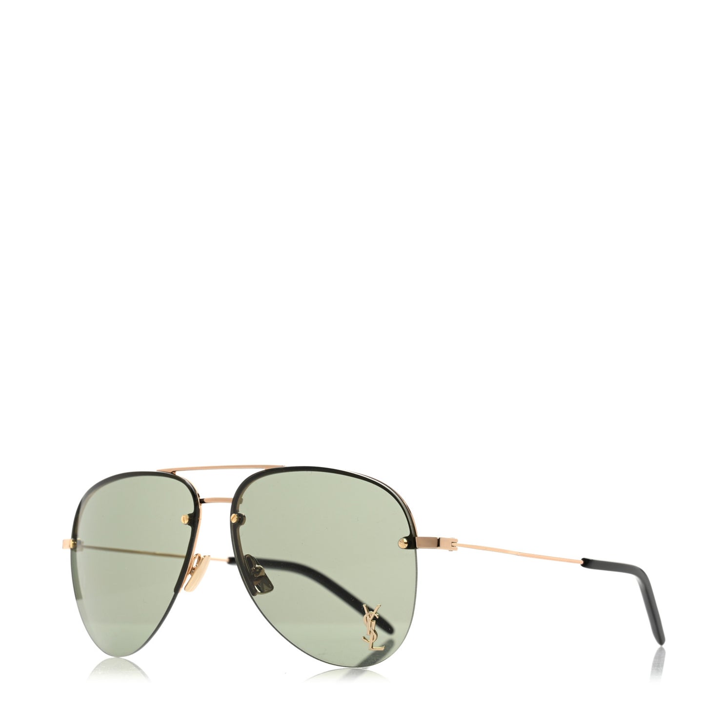 Metal Aviator Classic 11 Monochromatic Sunglasses Gold Green