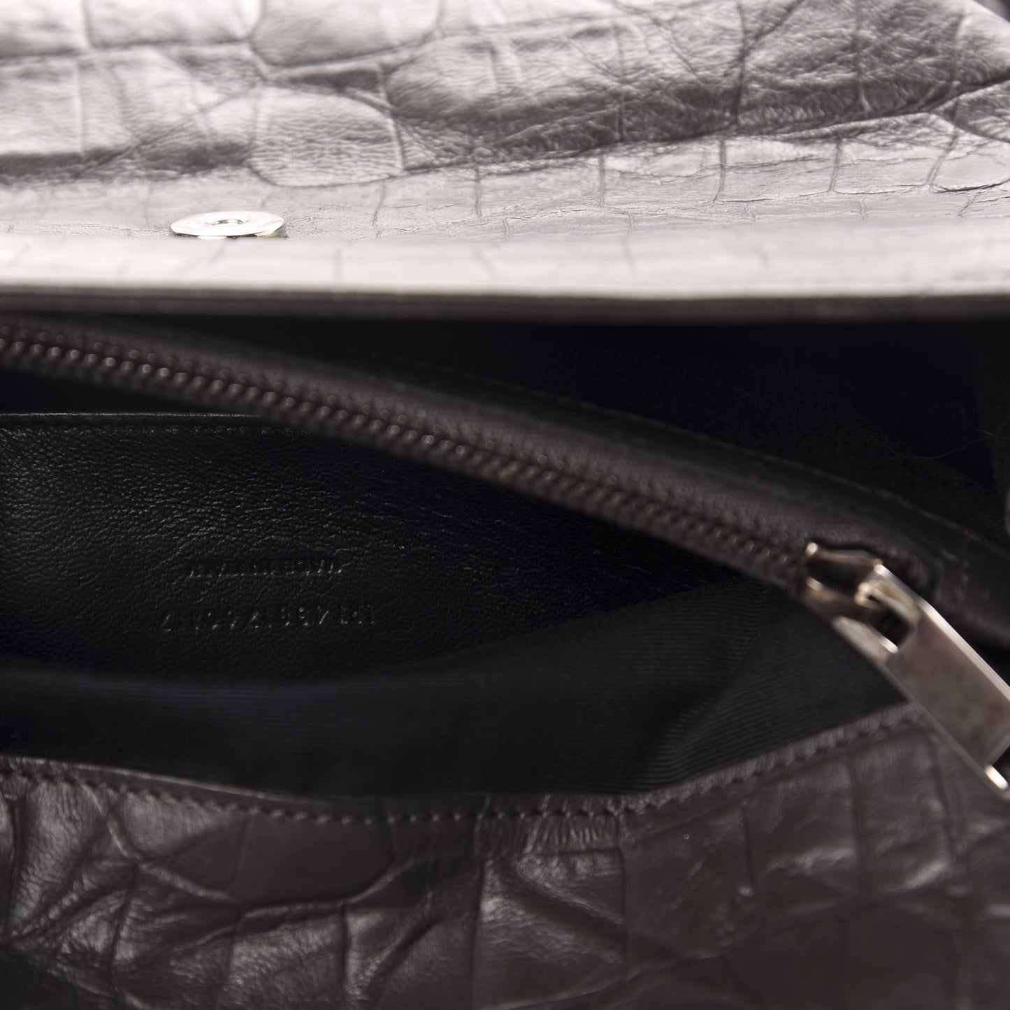 Calfskin Crocodile Embossed Medium West Hollywood Monogram Fold-Over Dark Brown