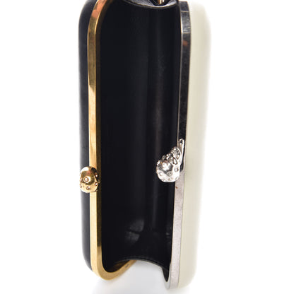 Alexander McQueen Lambskin Twin Skull Box Clutch White Black 5 of 12