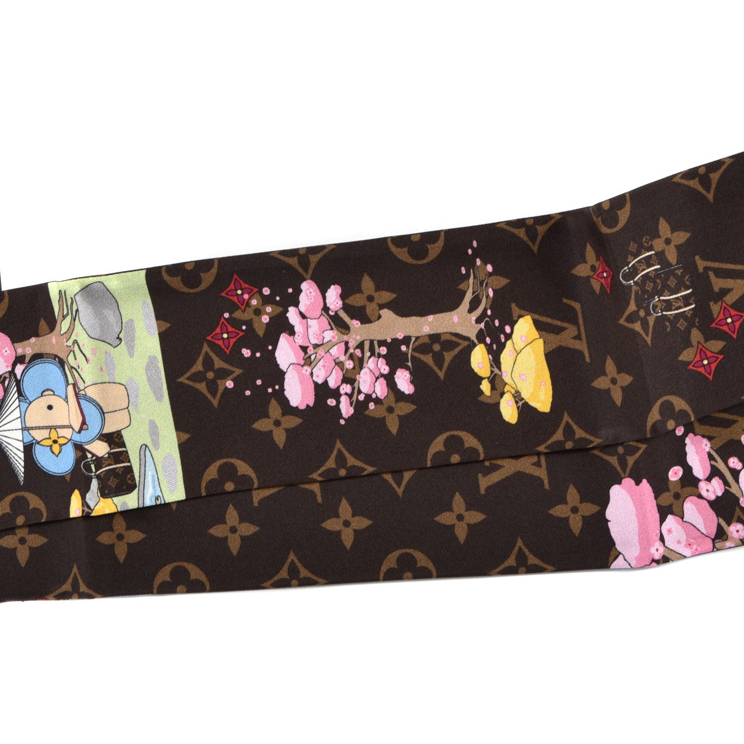 Louis Vuitton Silk Monogram 2021 Christmas Animation Japanese Garden Bandeau Marron 2 of 3