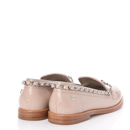 Chanel Calfskin Chain Mocassin Loafers 35 Beige 4 of 8