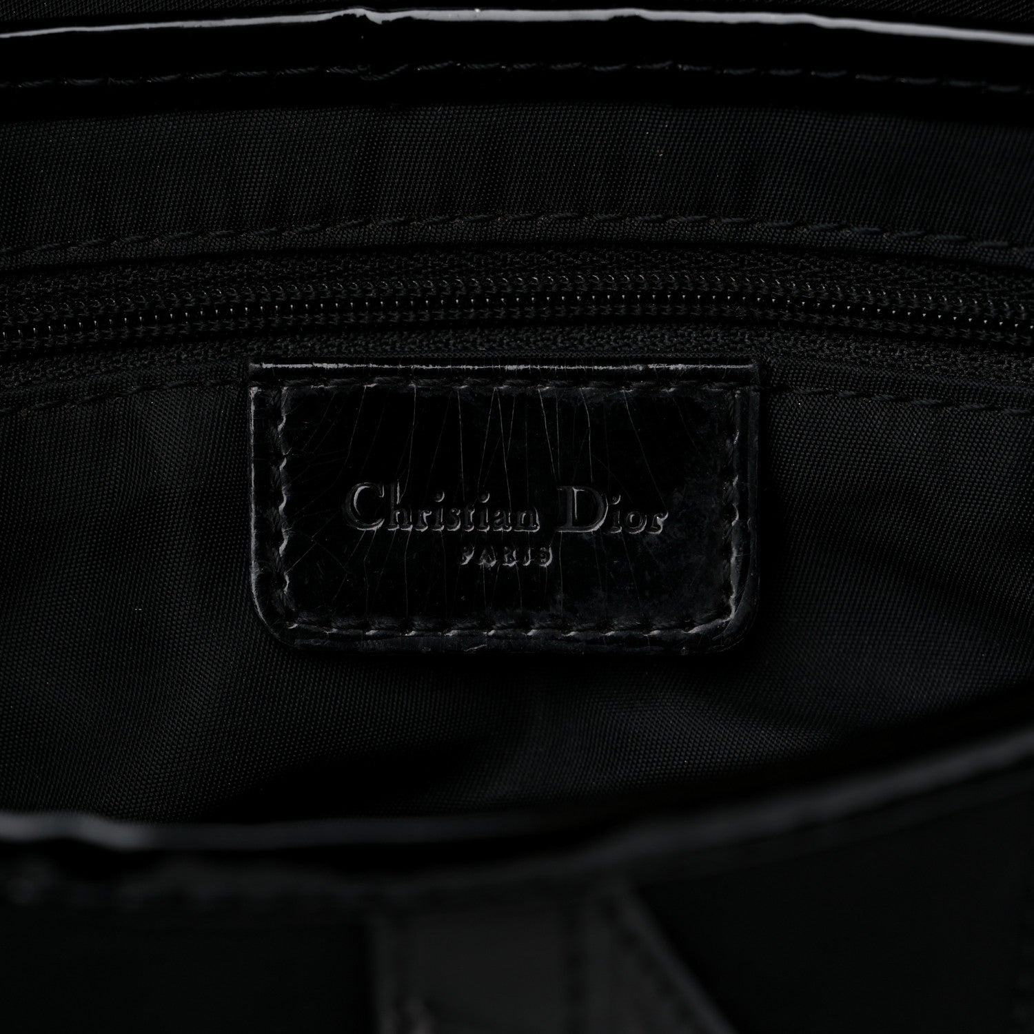 Christian Dior Canvas Patent Calfskin Saddle Bag Black 6 of 13