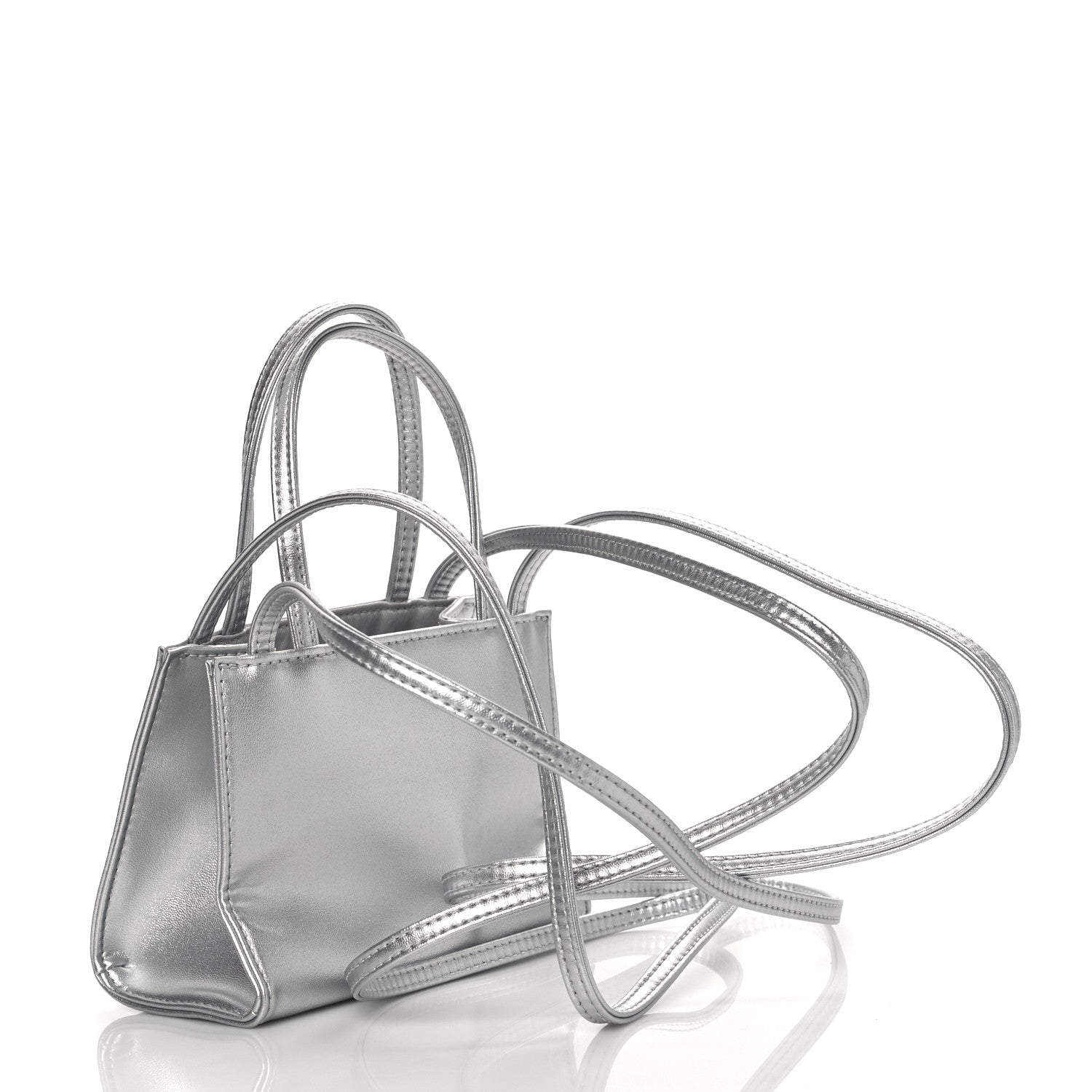 Telfar Metallic Vegan Leather Small Shopping Bag Silver 3 of 10