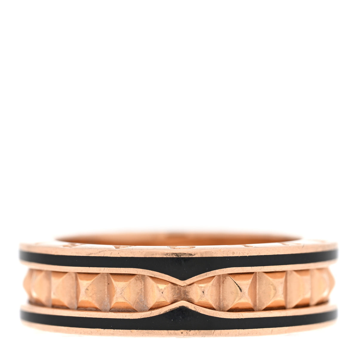 18K Rose Gold Black Ceramic B.Zero1 Rock One-Band Ring 61 9.5