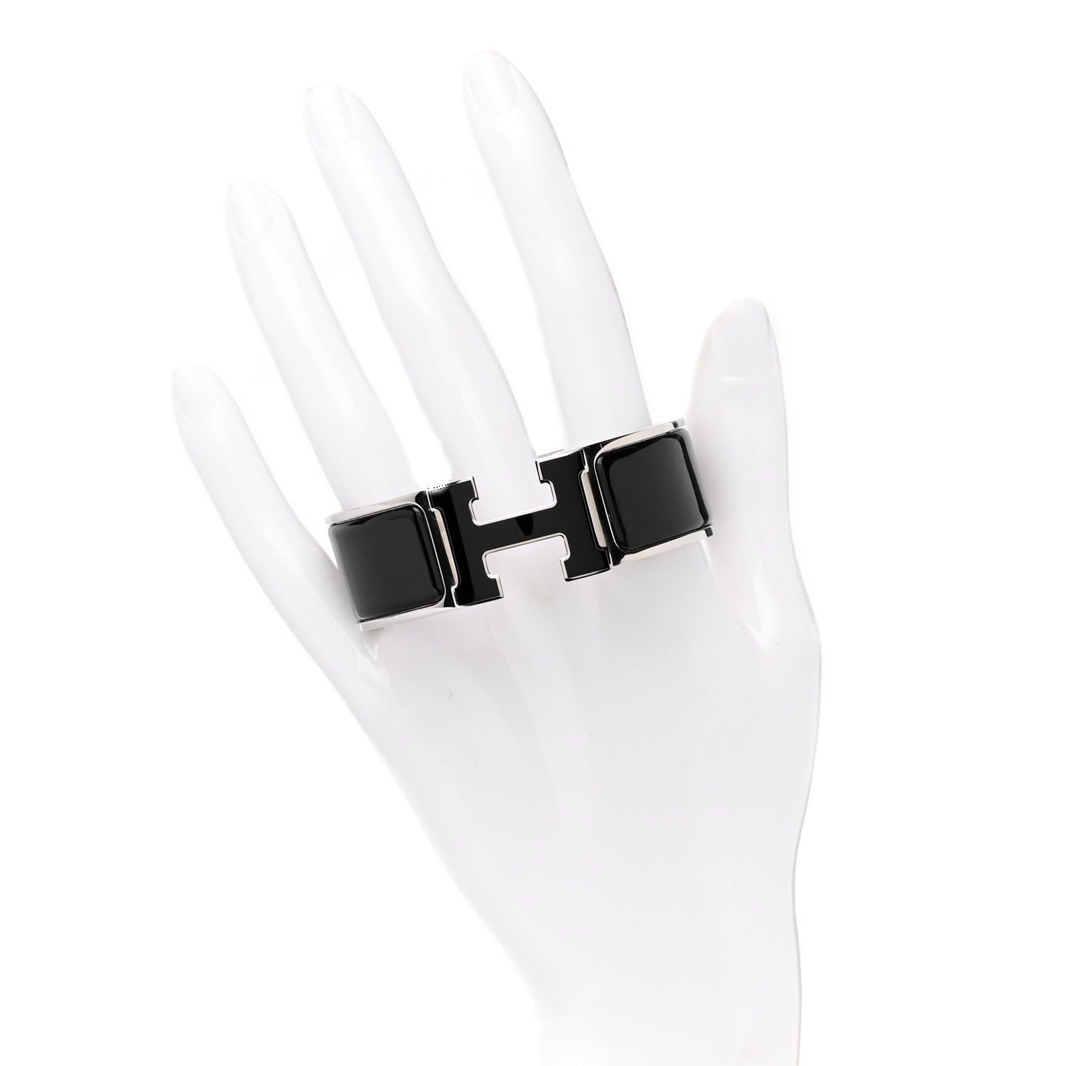 Hermes Enamel Wide Clic Clac H Bracelet PM Black 2 of 5