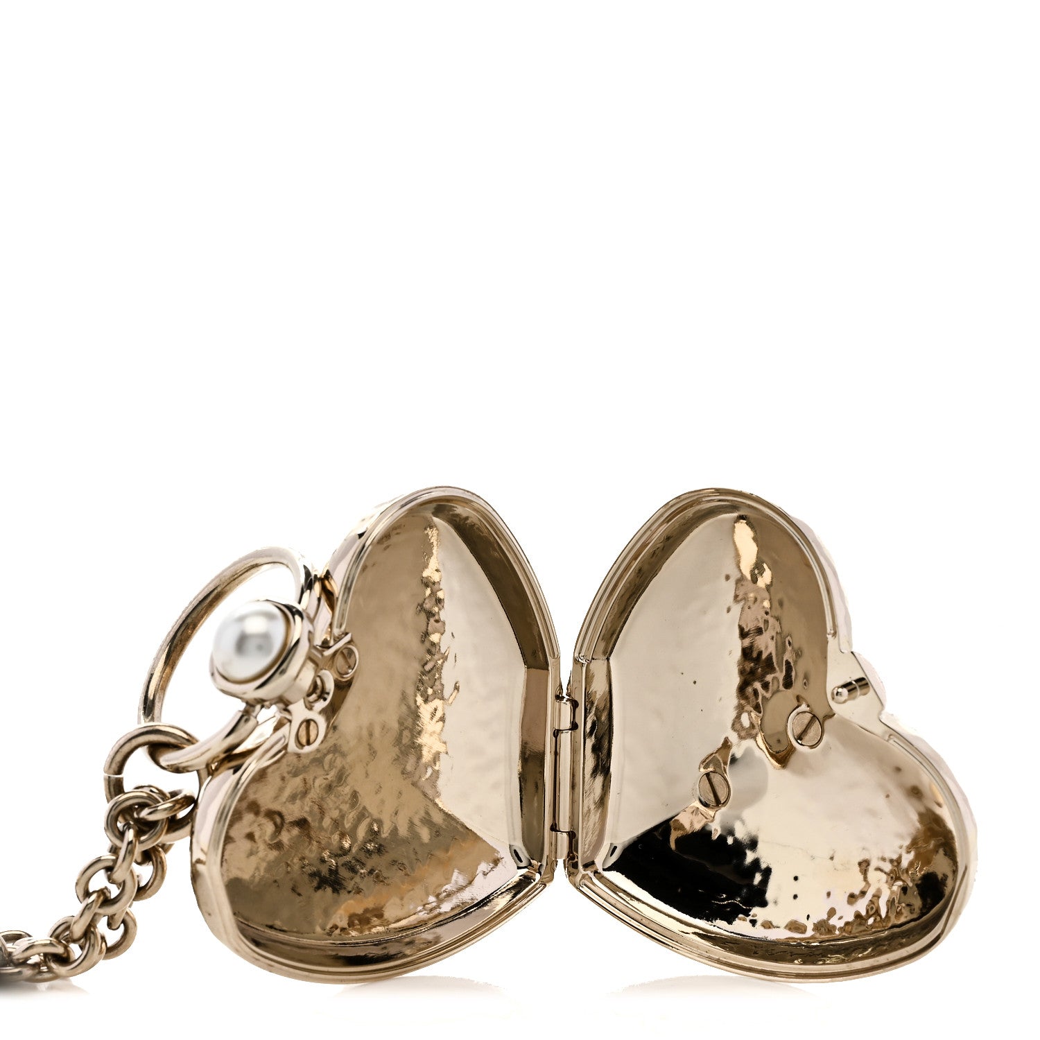 Chanel Metal CC Heart Locket Necklace Gold 5 of 7