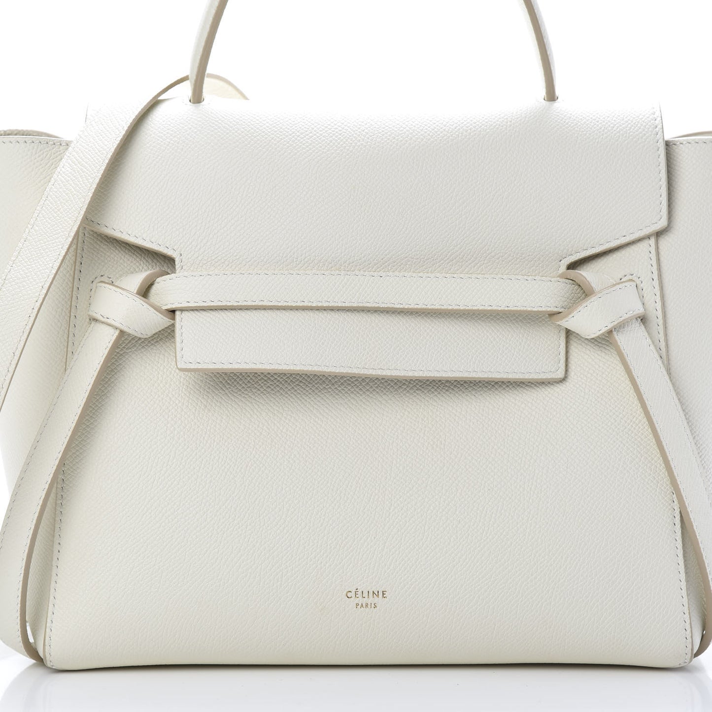 Grained Calfskin Micro Belt Bag White
