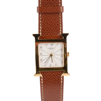 Hermes Stainless Steel Epsom 26mm Heure H Hour Quartz Watch Gold 1 of 6