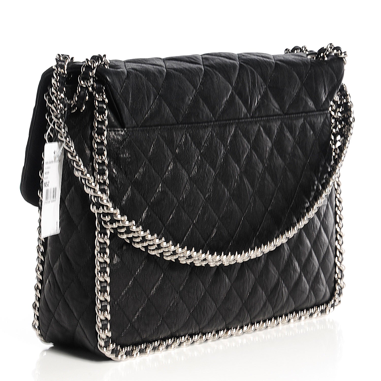 Chanel Washed Lambskin Chain Around Maxi Flap Bag Black 3 of 8