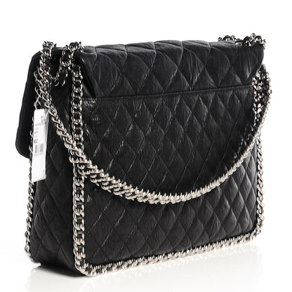 Chanel Washed Lambskin Chain Around Maxi Flap Bag Black 3 of 8
