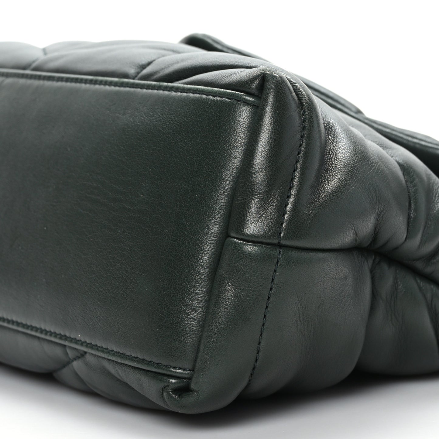 Lambskin Quilted Small Loulou Puffer Monogram Chain Satchel Seaweed Green