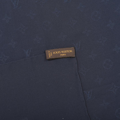 Louis Vuitton Silk Wool Monogram Shawl Night Blue 3 of 3