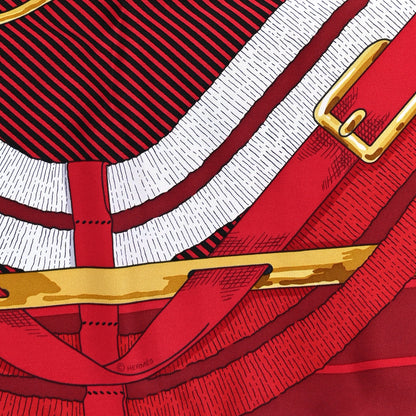 Hermes Silk Mors A Jouets Chemise Scarf 90 Bordeaux Orange Rouge 3 of 3