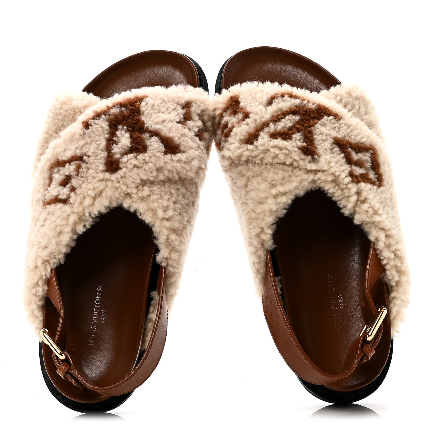 Shearling Paseo Flat Comfort Sandal 38.5 Nude