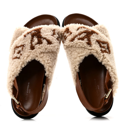 Louis Vuitton Shearling Paseo Flat Comfort Sandal 38.5 Nude 2 of 10