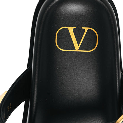Valentino Garavani Calfskin Roman Stud Flat Slide Sandals 36 Black 8 of 10