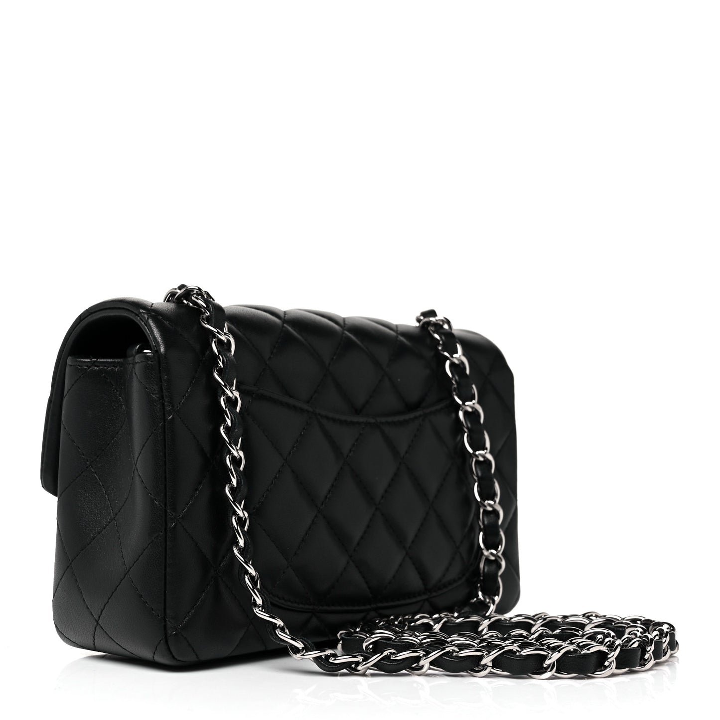 Lambskin Quilted Mini Rectangular Flap Black