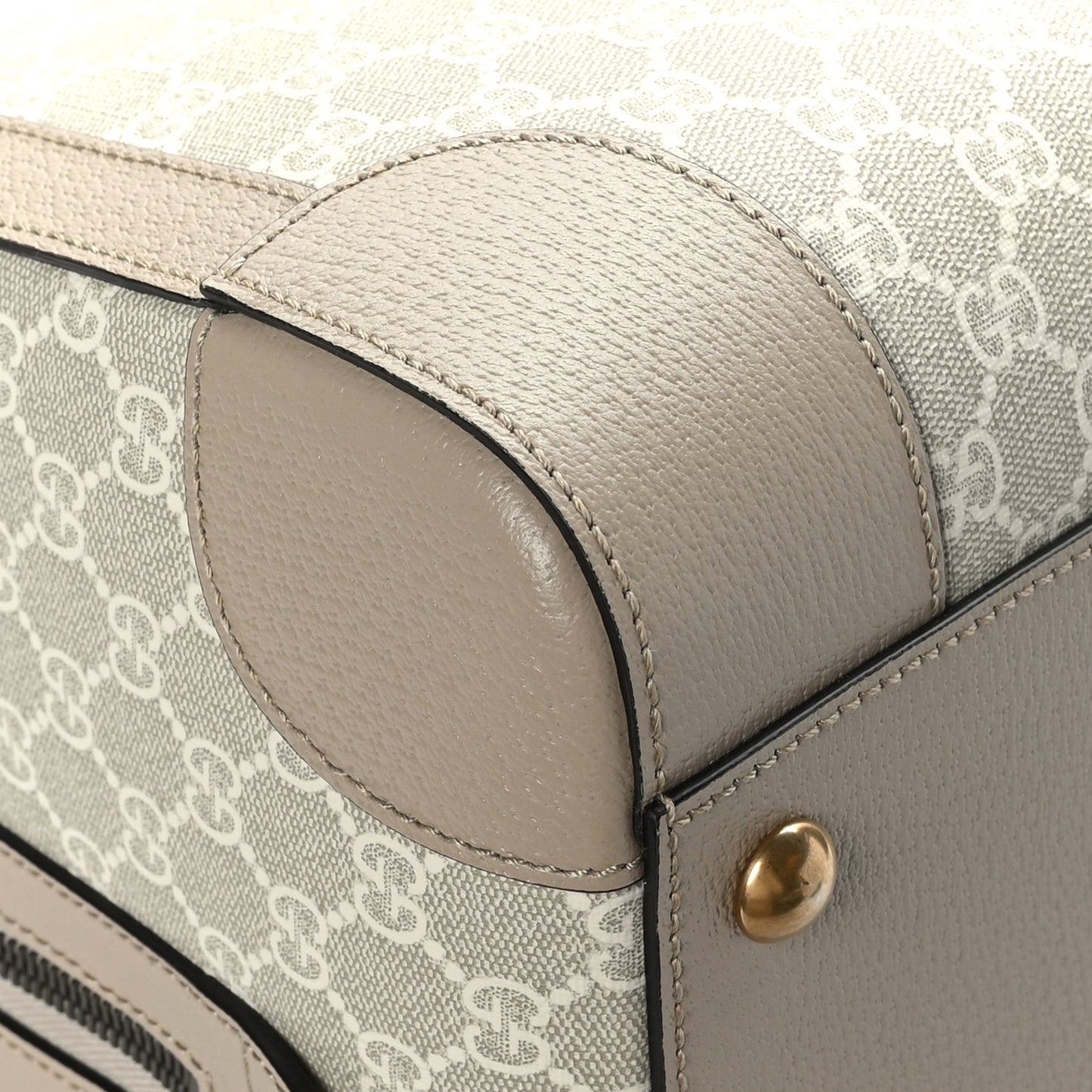 GG Supreme Monogram Textured Dollar Calfskin Web Medium Savoy Duffle Bag Beige Mystic White Oatmeal