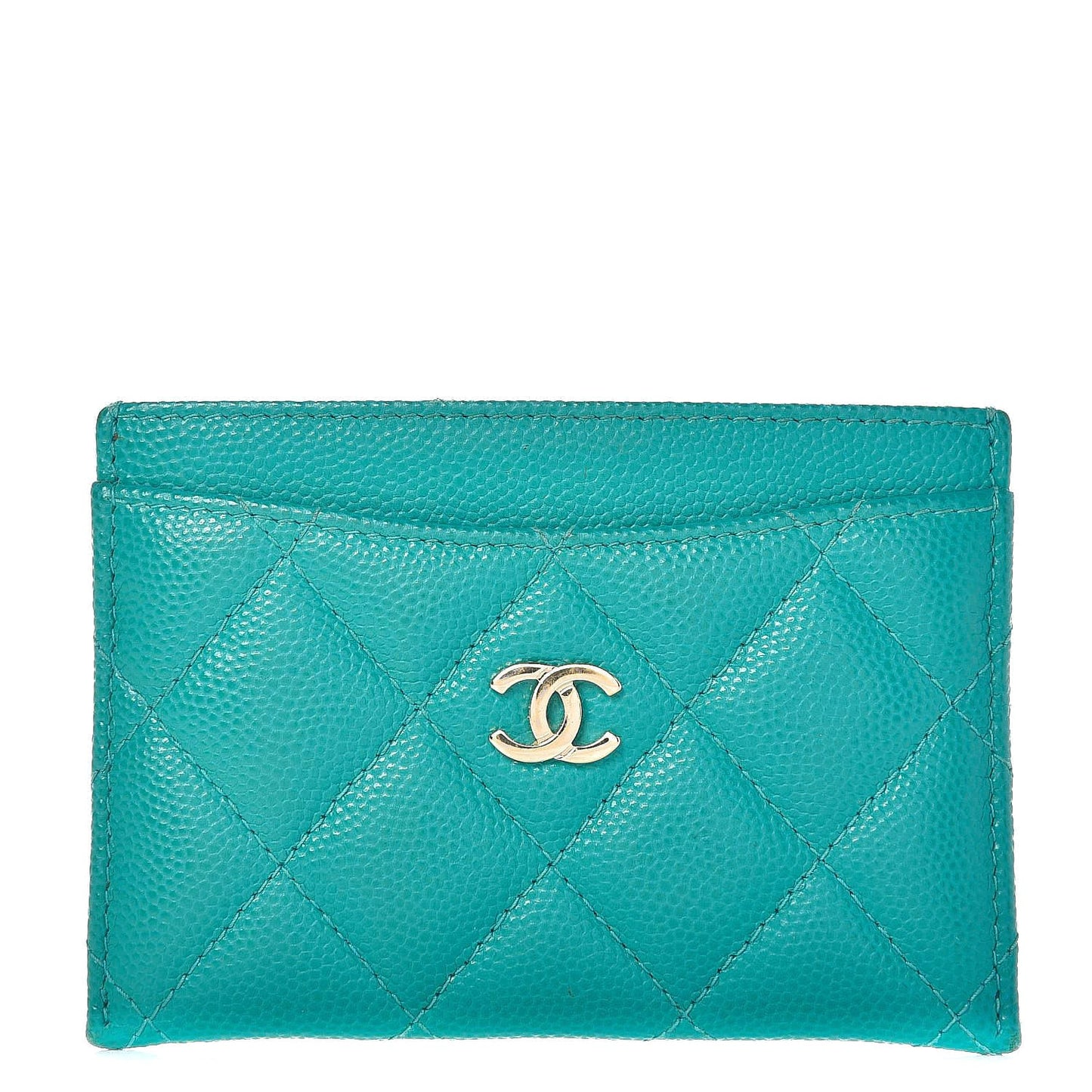Caviar Quilted Card Holder Turquoise