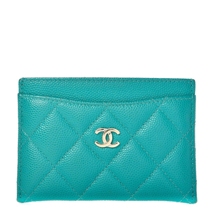 Chanel Caviar Quilted Card Holder Turquoise 2 of 13