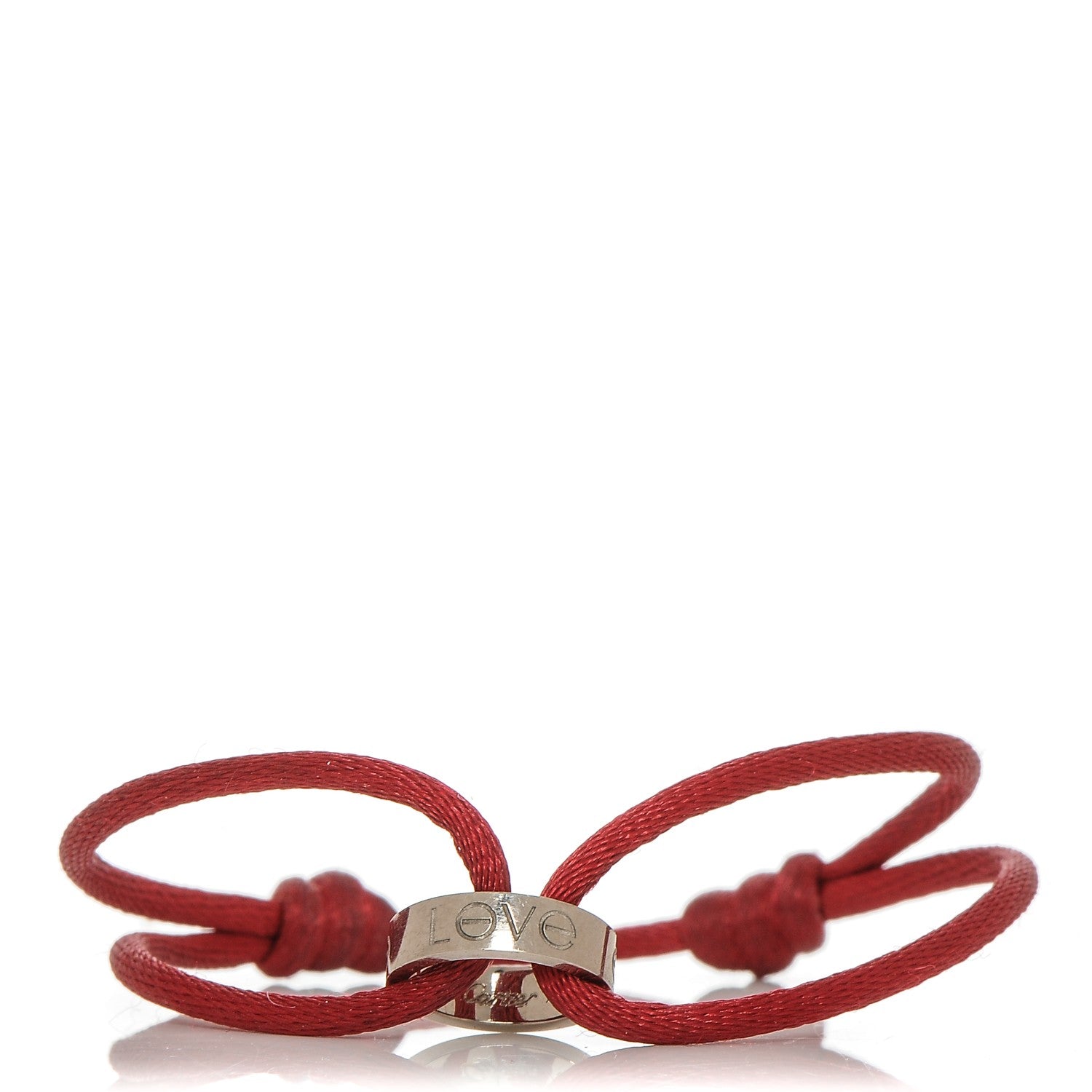 Cartier 18K White Gold Charity LOVE Adjustable Cord Bracelet Red 1 of 6