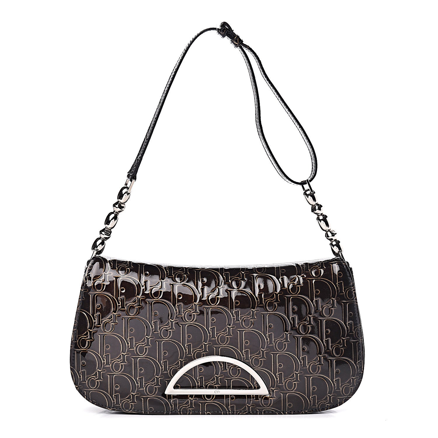 Christian Dior Patent Monogram Trotter Maris Pearl Shoulder Bag Brown 1 of 12