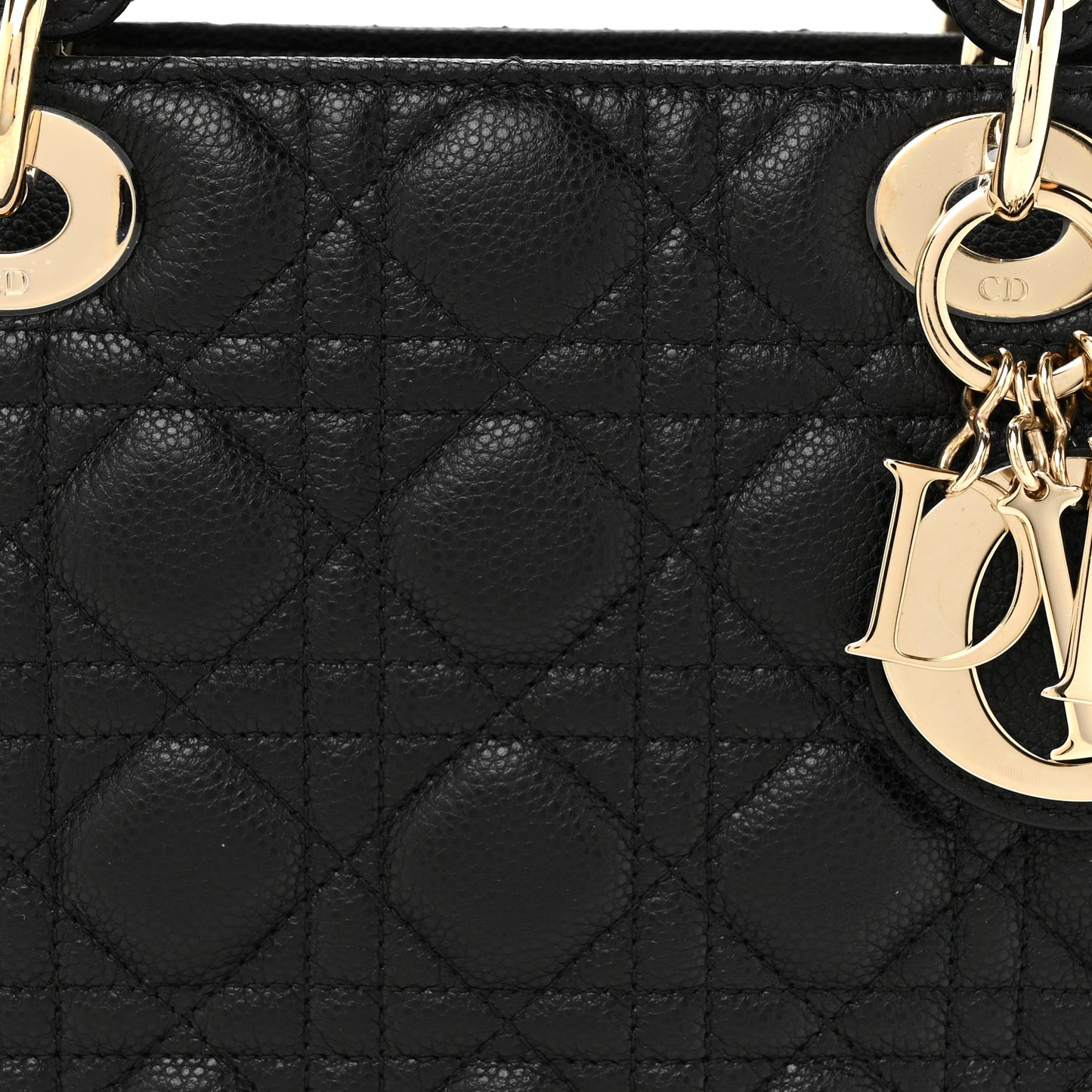 Grained Calfskin Cannage Medium Lady Dior Black