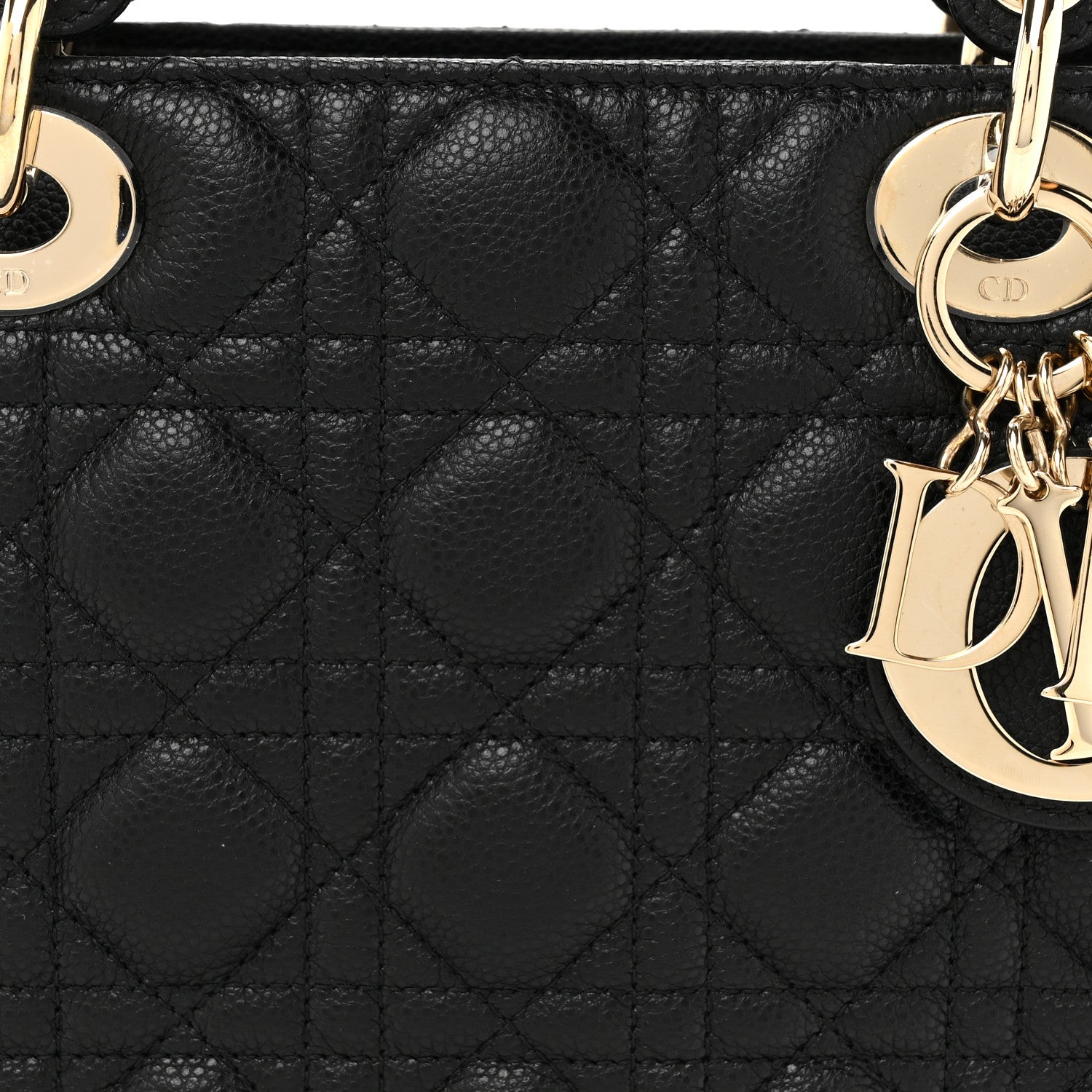 Christian Dior Grained Calfskin Cannage Medium Lady Dior Black 8 of 10