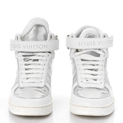 Louis Vuitton Metallic Calfskin Embossed Monogram Boombox Sneakers 38 White Silver 2 of 16
