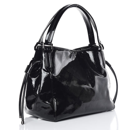Burberry Patent Check Embossed Small Bilmore Tote Black 3 of 11