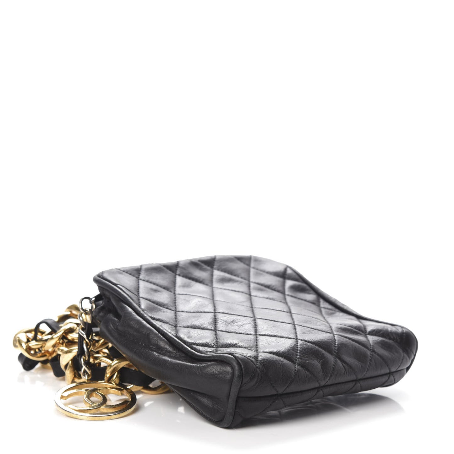 Lambskin Quilted Waist Belt Bag Black