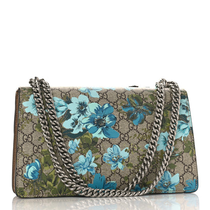 Gucci GG Supreme Monogram Blooms Print Embroidered Small Dionysus Shoulder Bag Blue Taupe 3 of 13