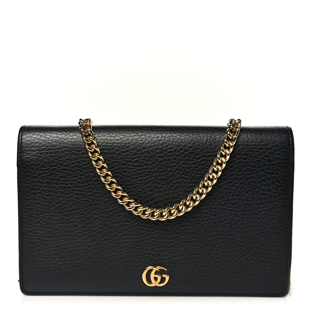 Calfskin Mini GG Marmont Chain Wallet Black