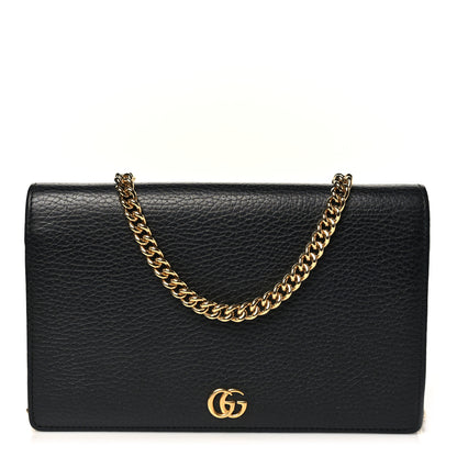 Gucci Calfskin Mini GG Marmont Chain Wallet Black 1 of 10