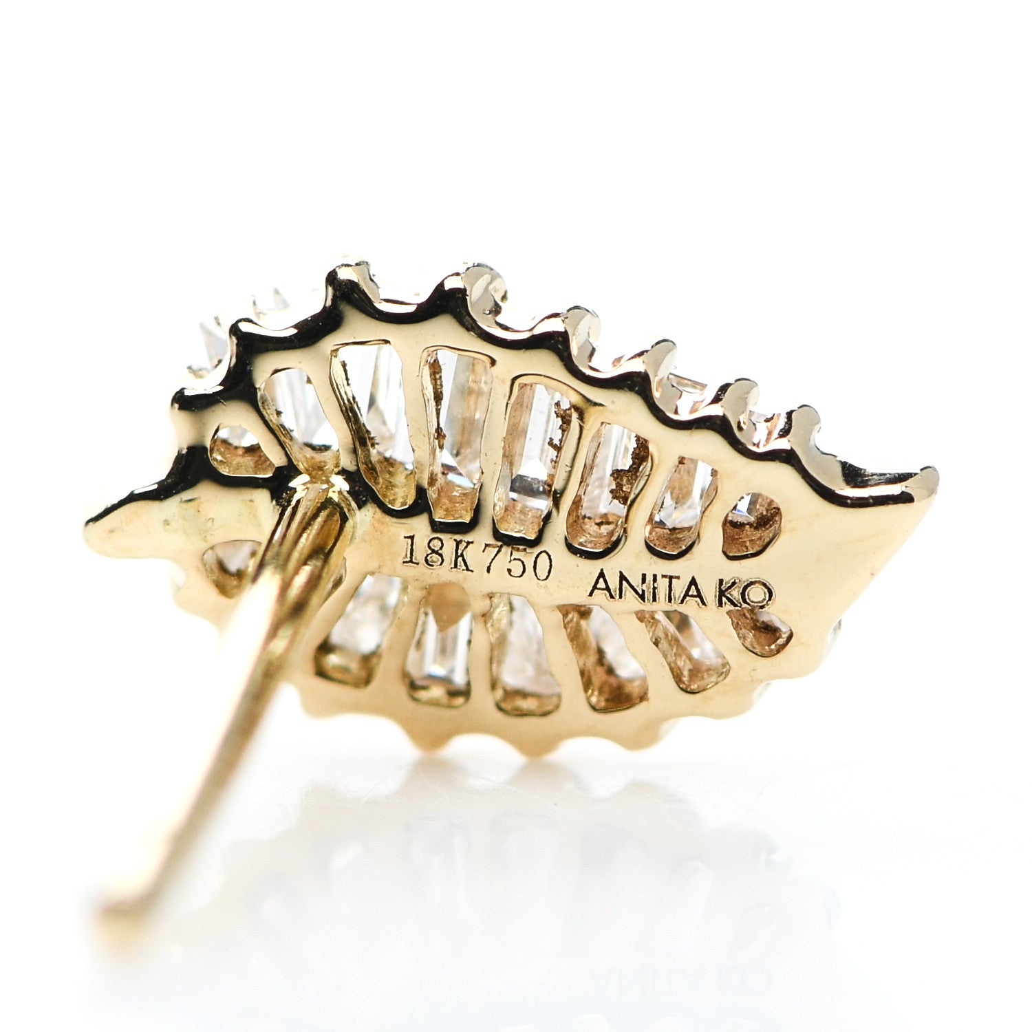 Anita Ko 18K Yellow Gold Diamond Palm Leaf Stud Earrings 4 of 5