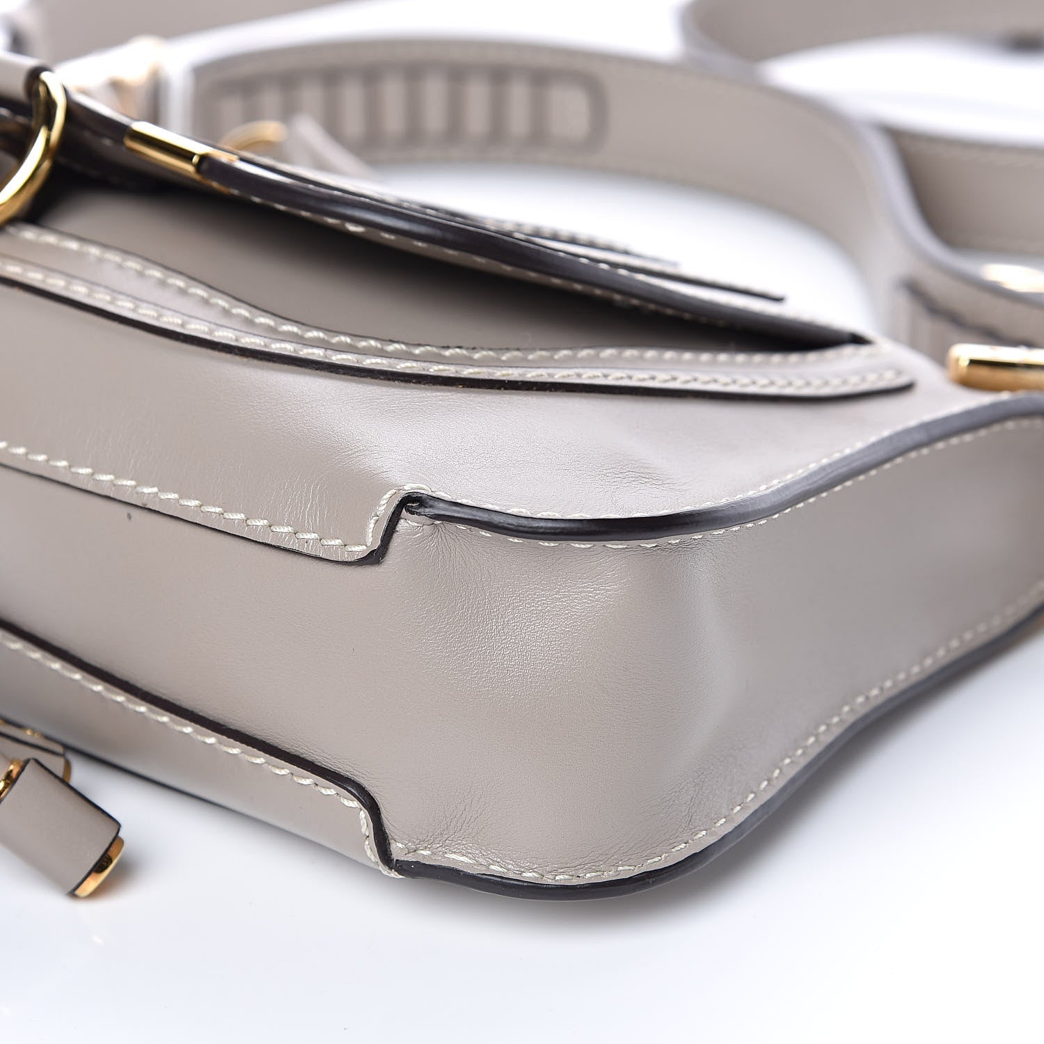 Chloe Shiny Calfskin Small Marcie Saddle Shoulder Bag Motty Grey 8 of 9