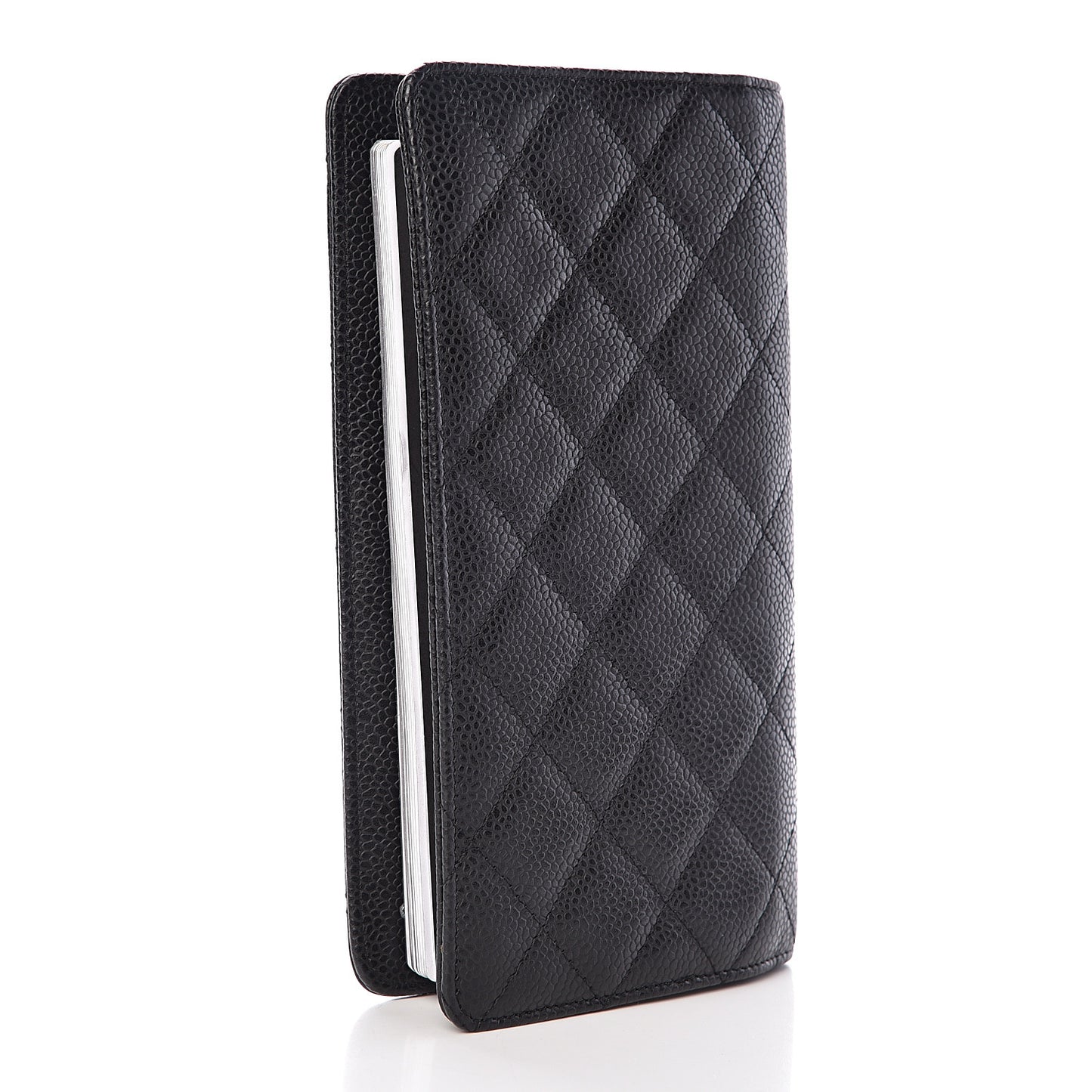 Caviar Quilted Medium Agenda Cover Black