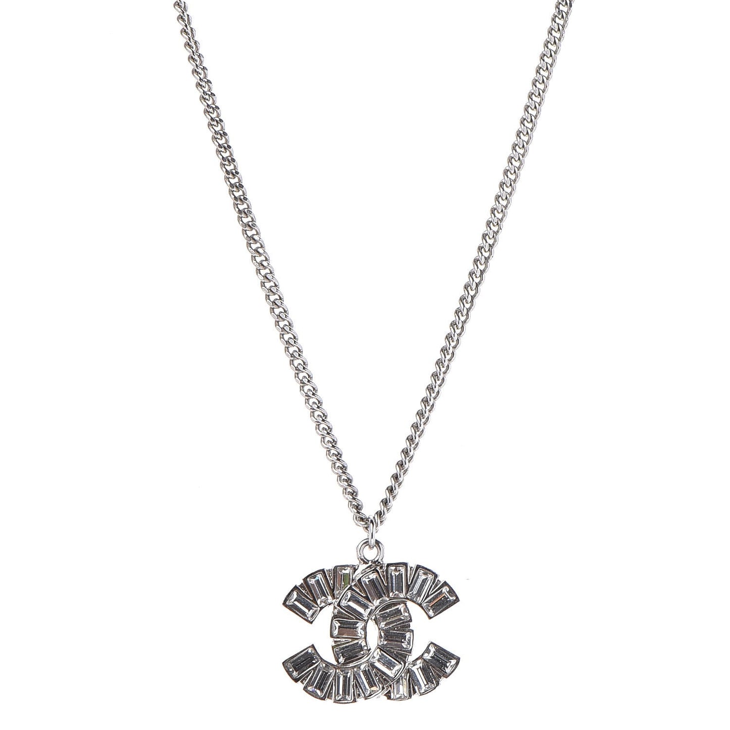 Baguette Crystal CC Necklace Silver