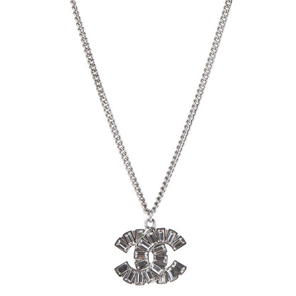 Chanel Baguette Crystal CC Necklace Silver 1 of 6