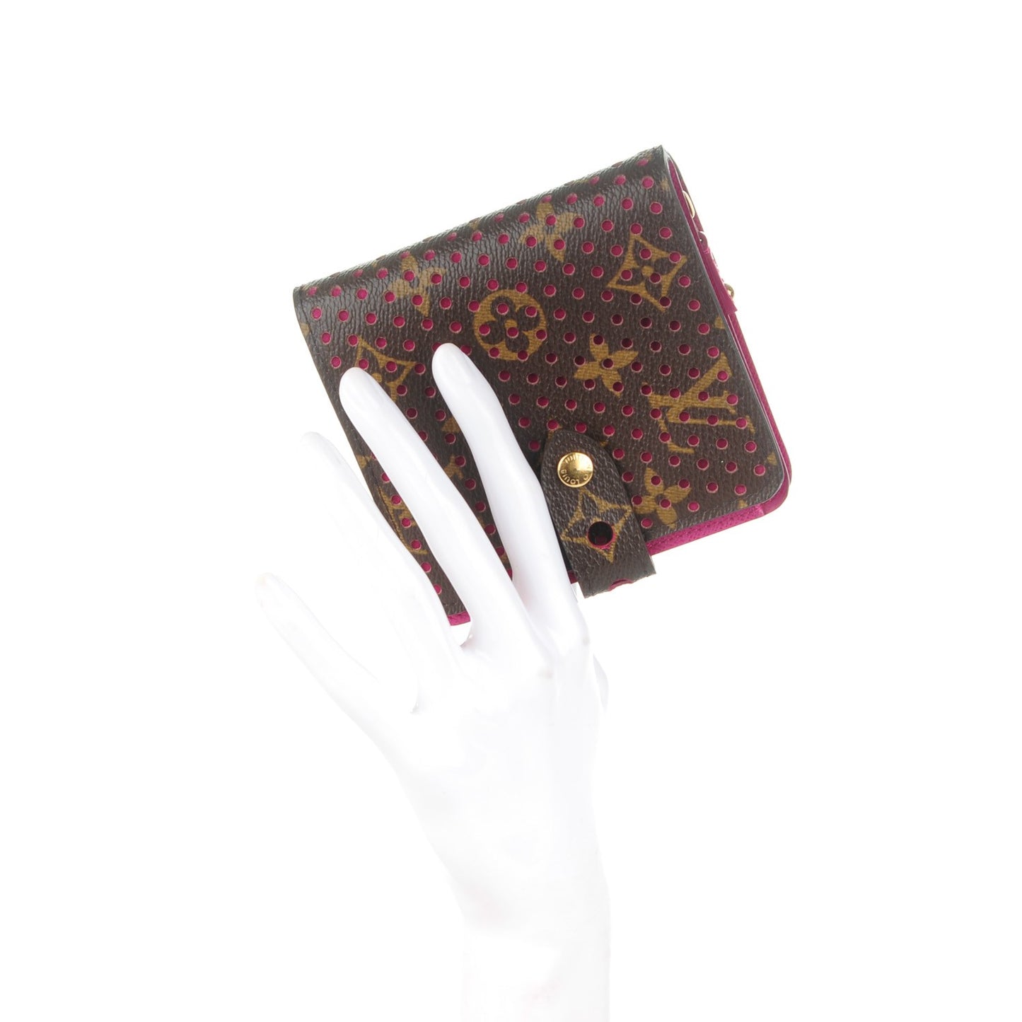 Monogram Perforated Compact Zipped Wallet Fuchsia