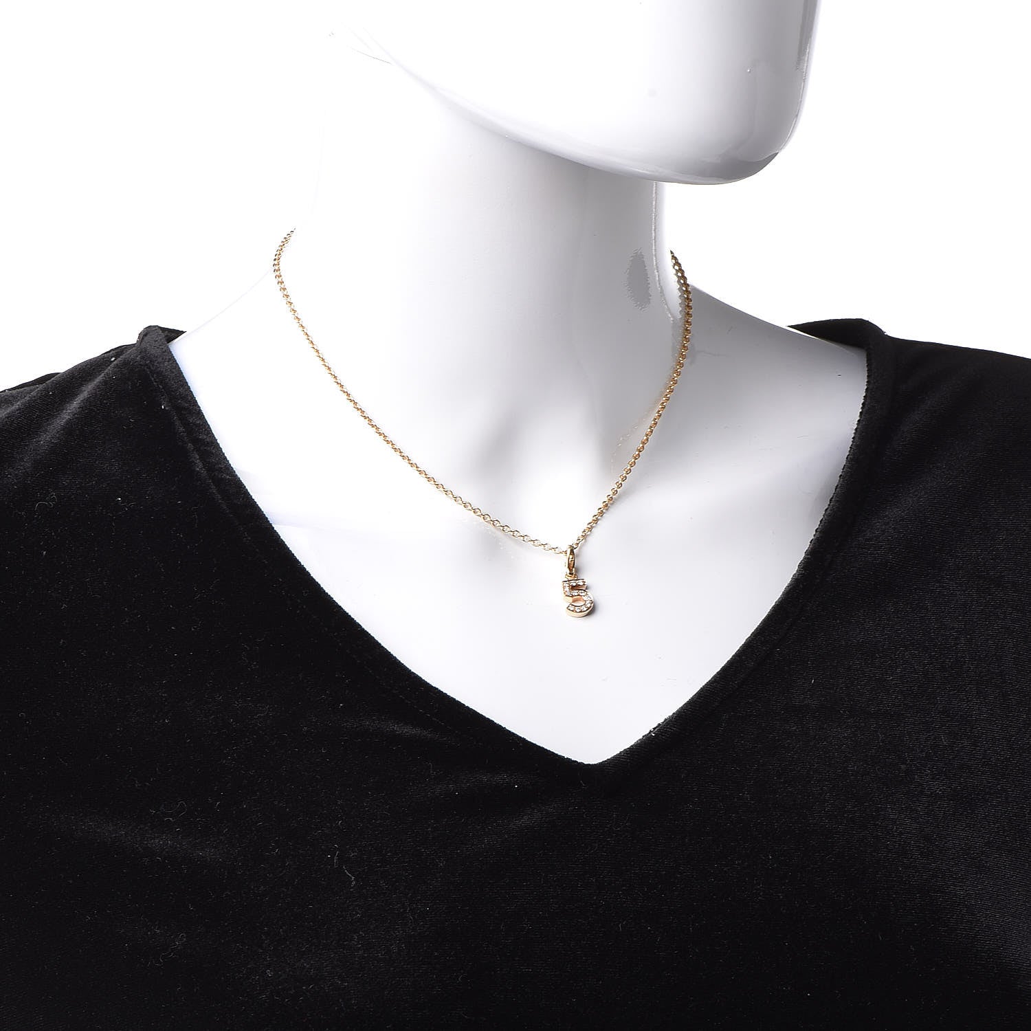 Chanel 18K Yellow Gold Diamond No.5 Charm Necklace 2 of 6