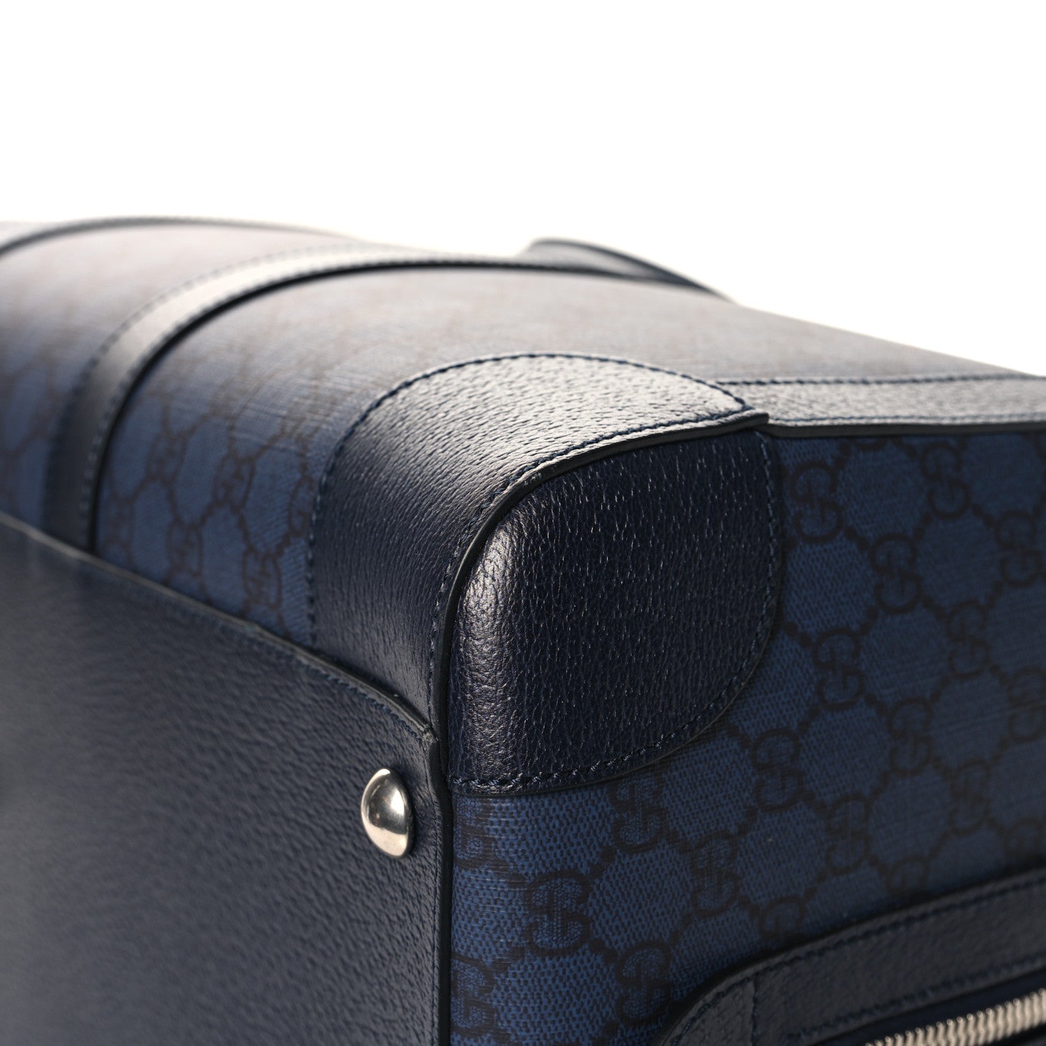 Gucci GG Supreme Monogram Textured Dollar Calfskin Medium Savoy Duffle Bag Blue Black 9 of 11