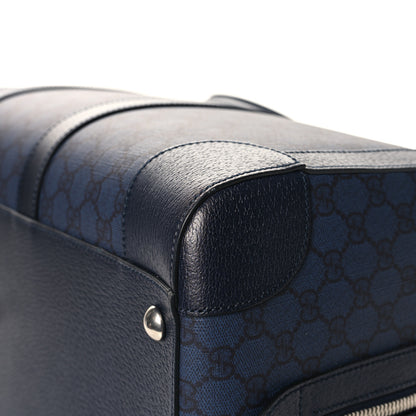 Gucci GG Supreme Monogram Textured Dollar Calfskin Medium Savoy Duffle Bag Blue Black 9 of 11