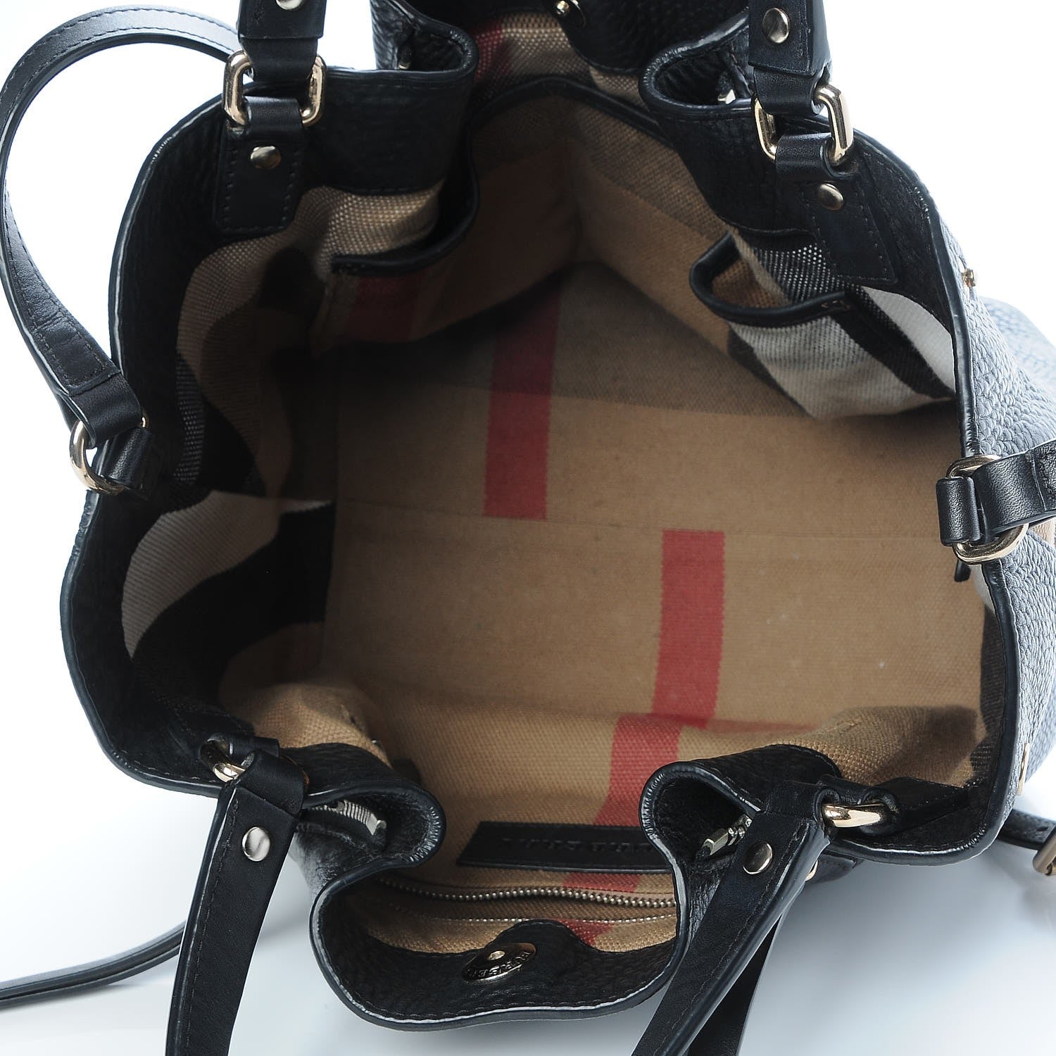 Burberry Grainy Calfskin House Check Small Maidstone Black 6 of 9