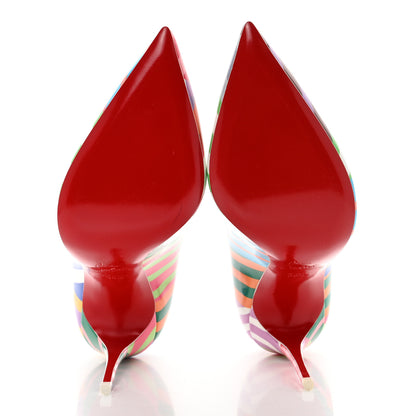 Christian Louboutin Patent Striped Hot Chick 100 Pumps 38.5 Multicolor 5 of 8